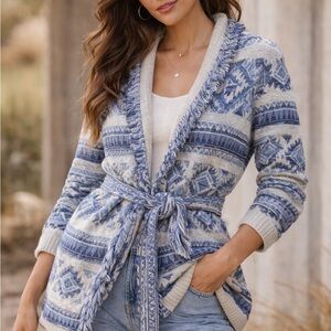 NWT LES FRIDAY Webster Cardigan XS Merino Wool Southwestern Fringe $545